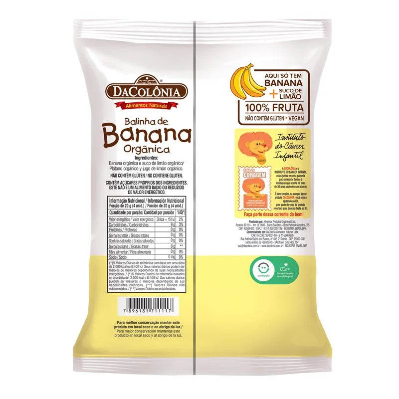 Bala De Banana Orgânica Zero 100g