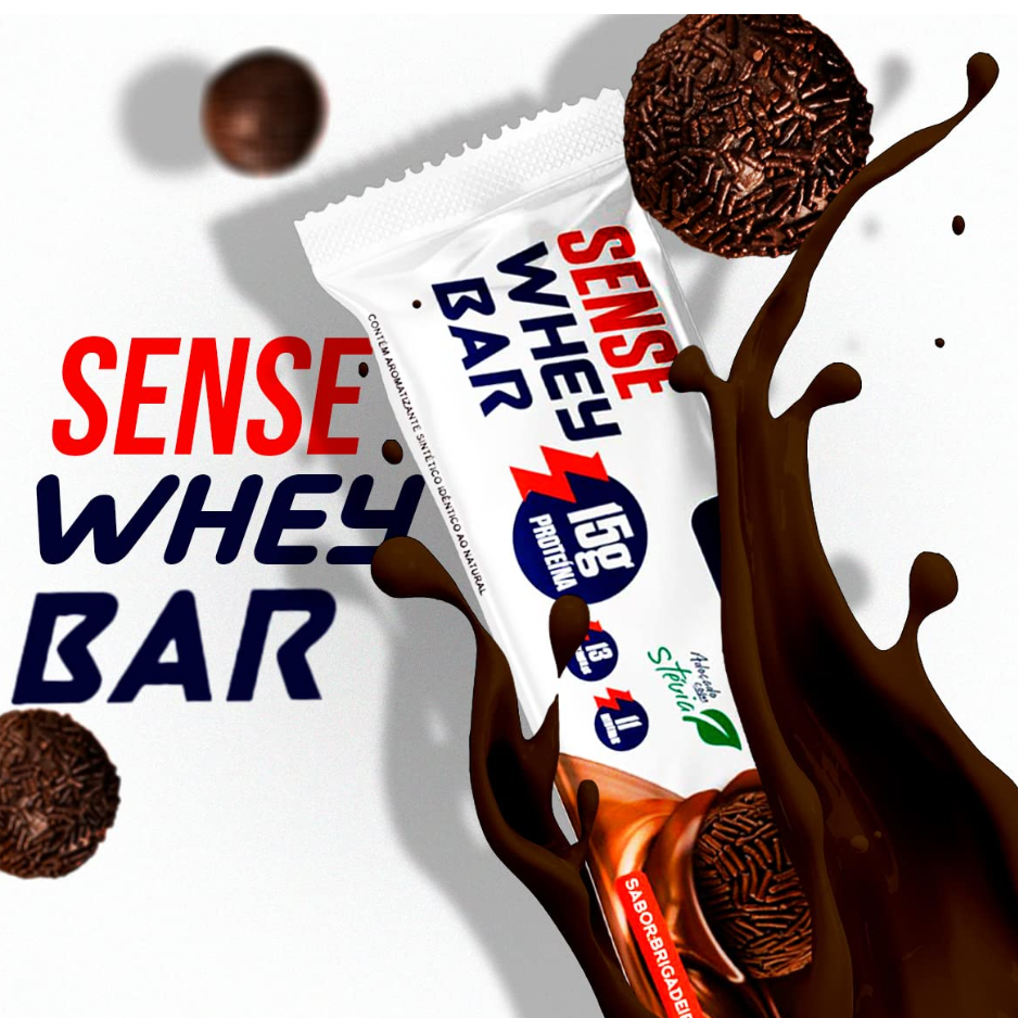 Barra de Proteina Sense Whey Bar Zero Açúcar Adicionado Caixa 12 Unidades